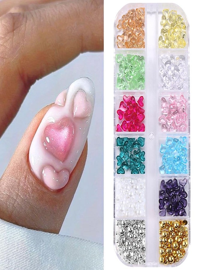 Dornail 1Box Heart Nail Charms Colorful Resin Rhinestones Heart Charms For Nails Design Half Nail Beads Nail Pearls Nail Gems Nail Crystals Hearts Nail Charm Nail Jewels For Nail Art Supplies Nail Accessories - Image 1
